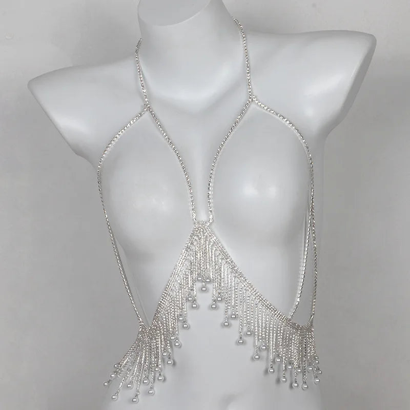 Rhinestone Fringe Body Chain