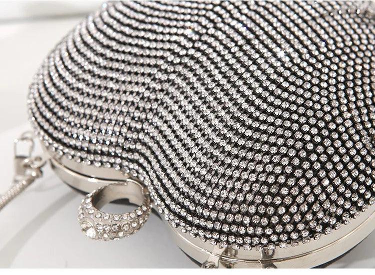 Rhinestone Fringe Heart Clutch