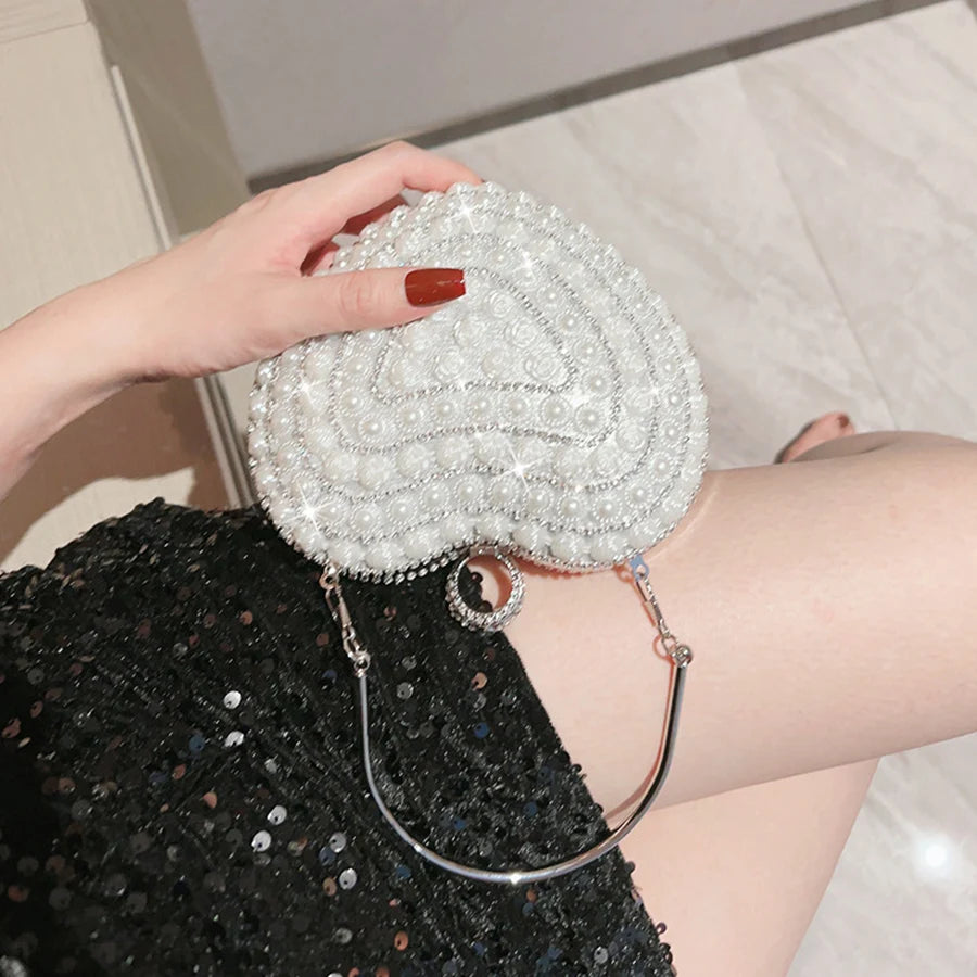 Pearl Rhinestone Clutch Purse