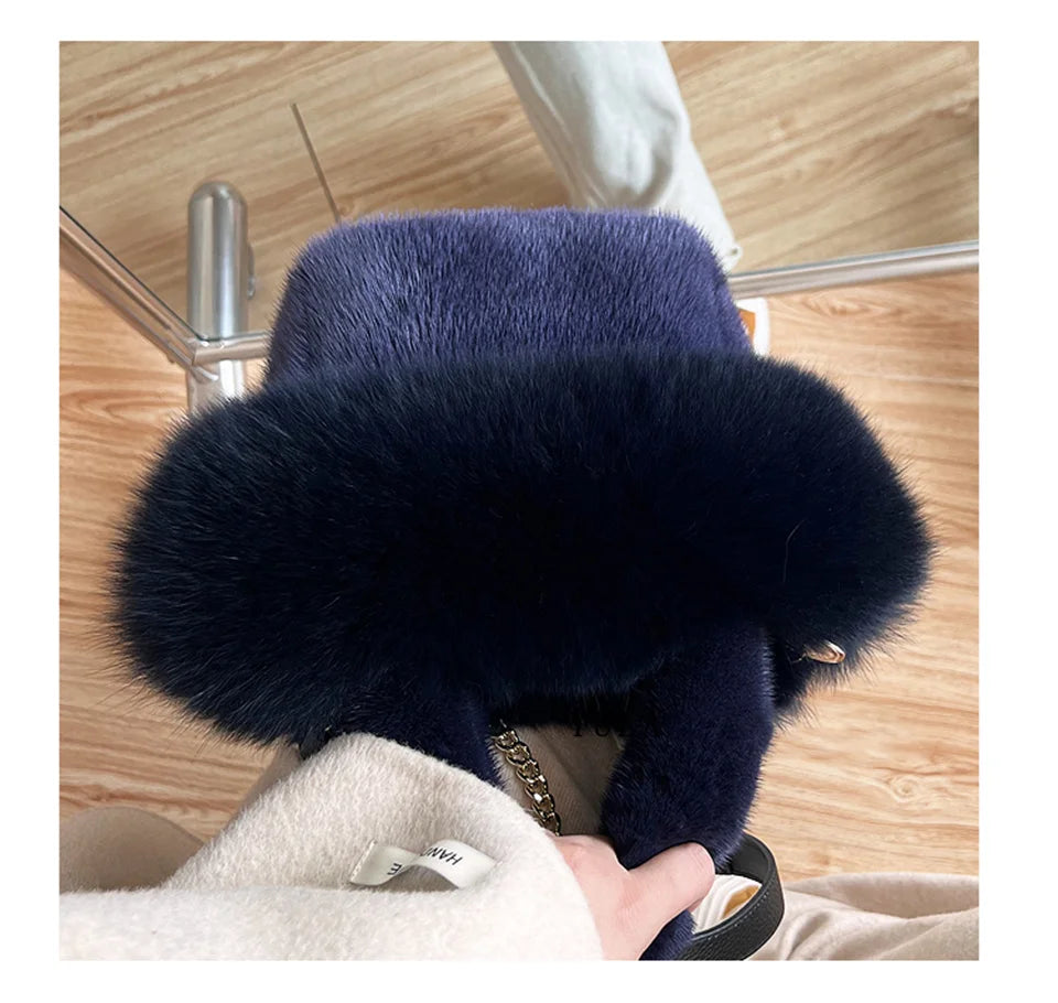 Real Mink Fur Handbag