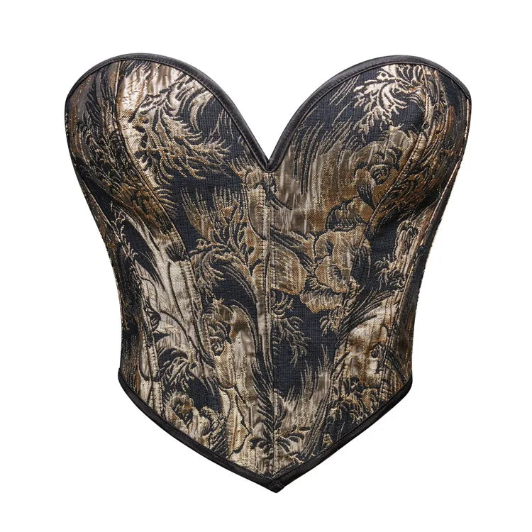 Gold Floral Overbust Heart Corsets