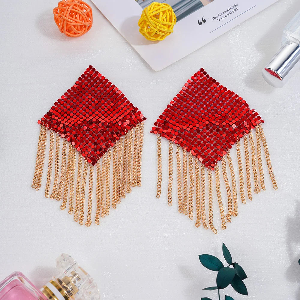 Chainmail Metal  Chain Tassel Self-Adhesive Pasties