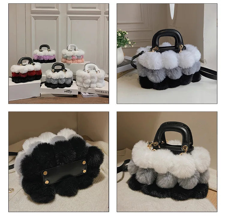 Faux Fur Pom Pom Purse