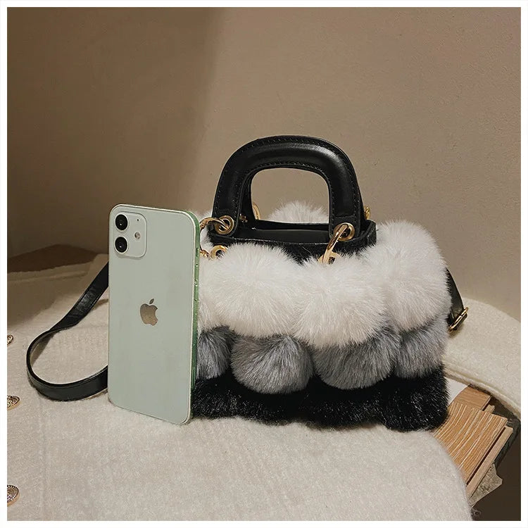 Faux Fur Pom Pom Purse