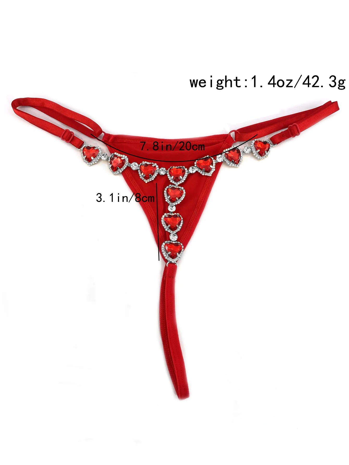 Red Heart Rhinestone Thong