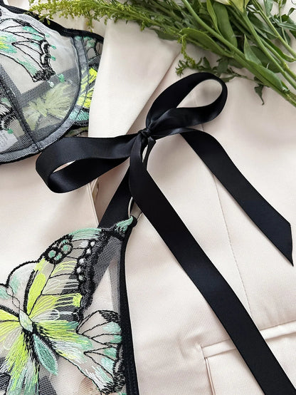 Delicate Butterfly Embroidery Lingerie Set