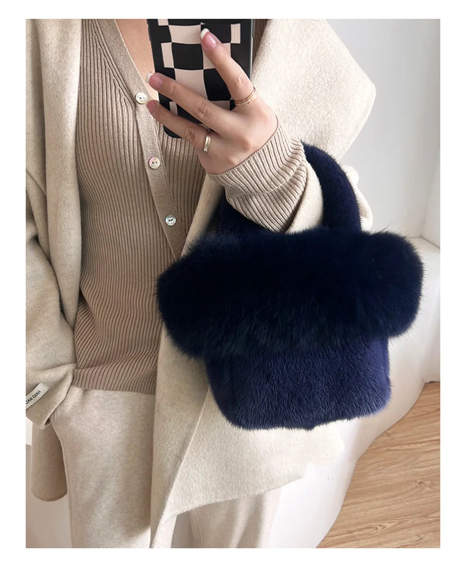 Real Mink Fur Handbag