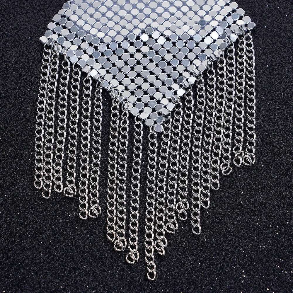 Chainmail Metal  Chain Tassel Self-Adhesive Pasties