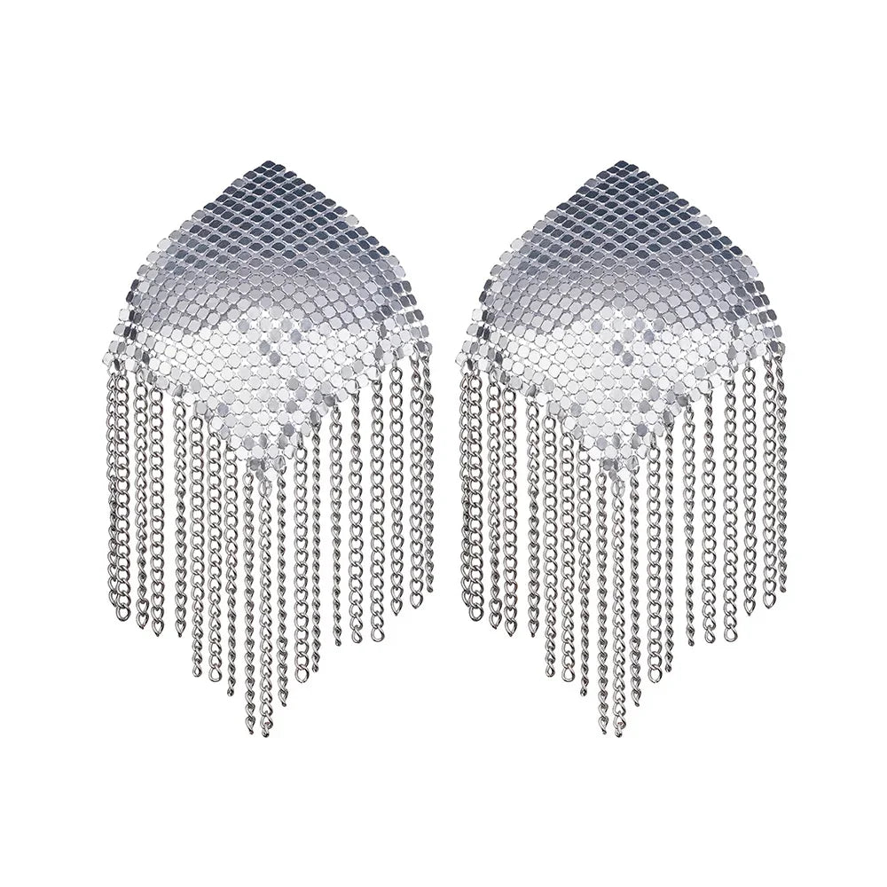 Chainmail Metal  Chain Tassel Self-Adhesive Pasties