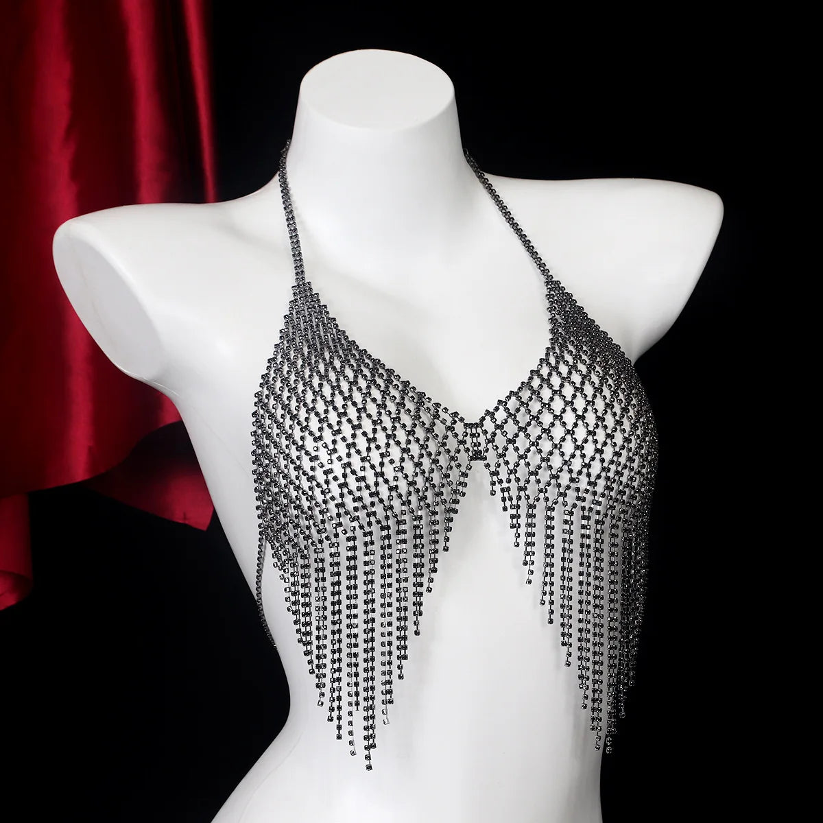 Black Rhinestone Body Chain