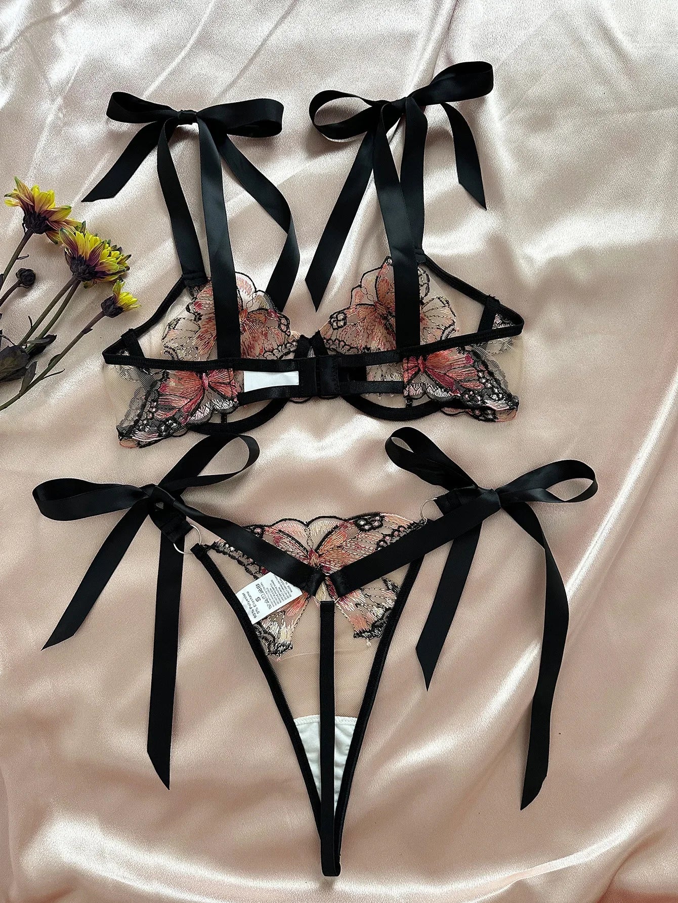Delicate Butterfly Embroidery Lingerie Set
