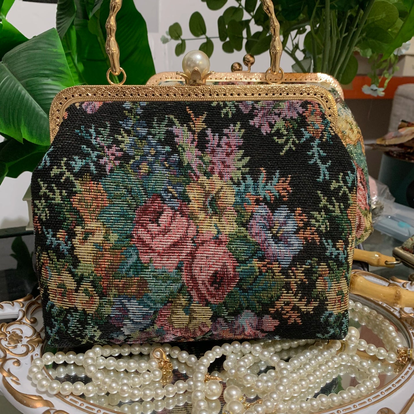 Baroque Floral Tapestry Clutch