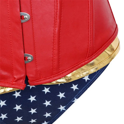 Wonder Woman Faux Leather Corset Costume