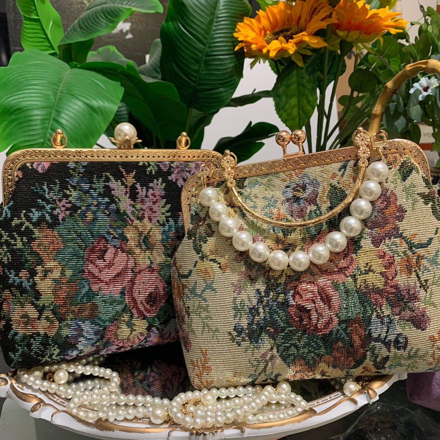 Baroque Floral Tapestry Clutch