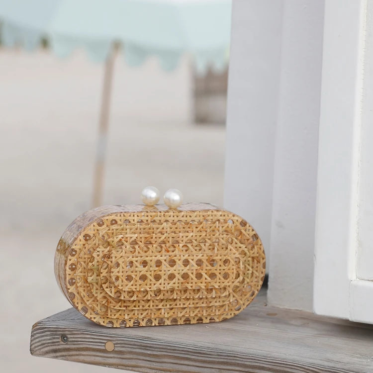 Rattan Acrylic Clutch