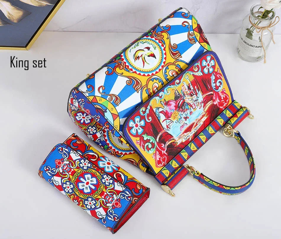 Art Painting Handbag And Wallet