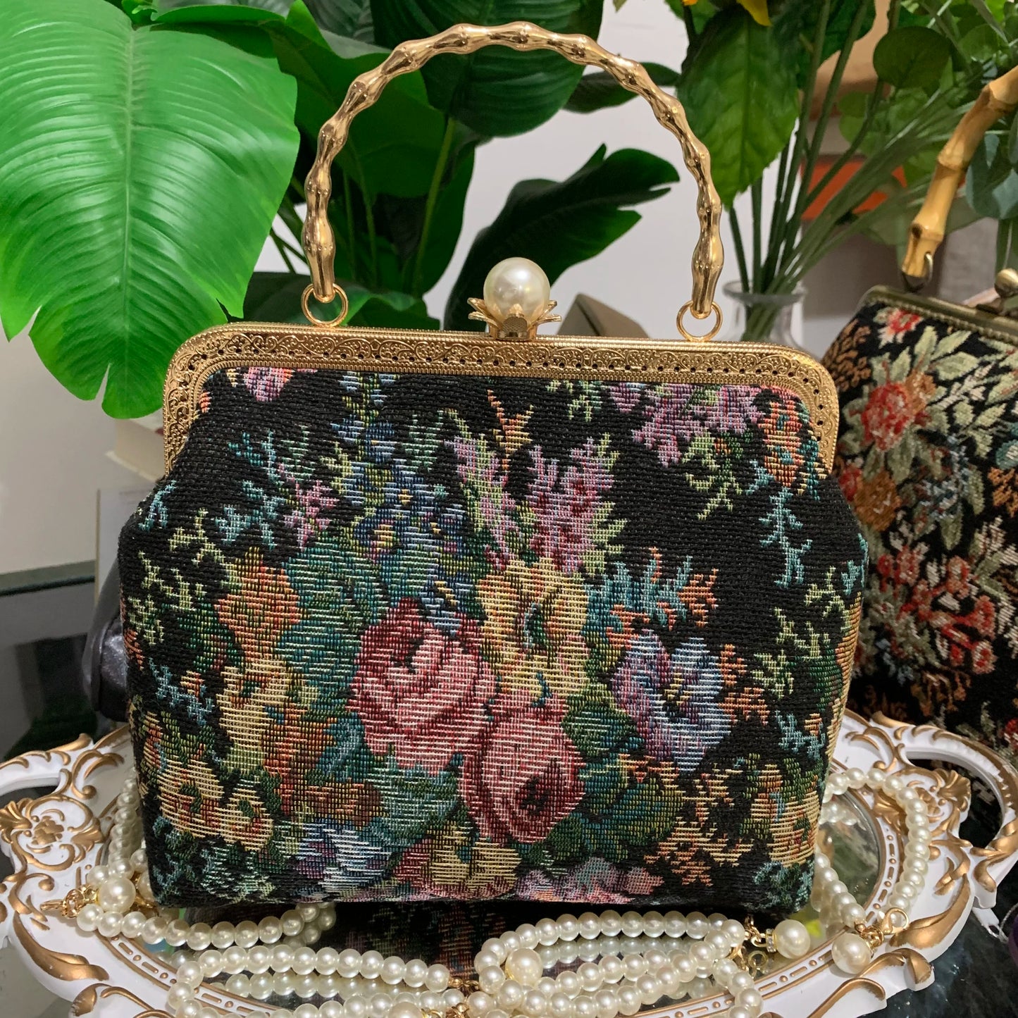 Baroque Floral Tapestry Clutch