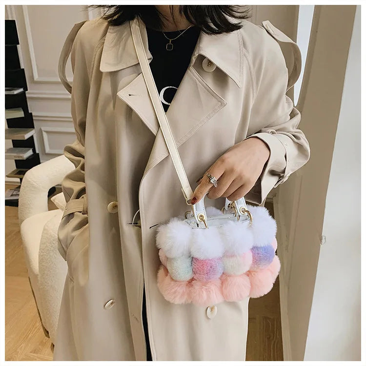 Faux Fur Pom Pom Purse