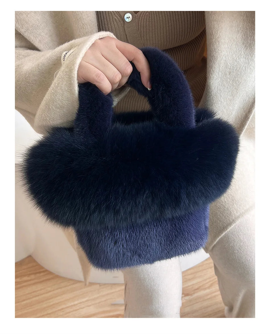 Real Mink Fur Handbag