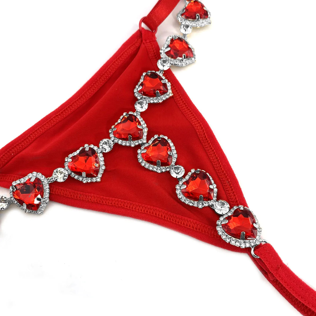 Red Heart Rhinestone Thong