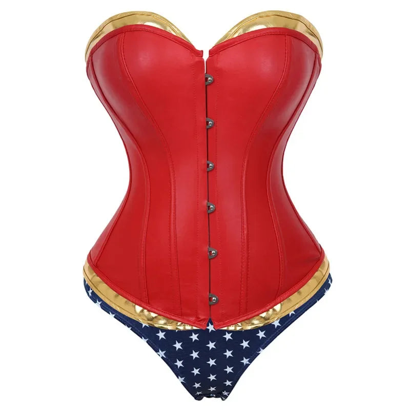 Wonder Woman Faux Leather Corset Costume