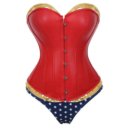 Wonder Woman Faux Leather Corset Costume