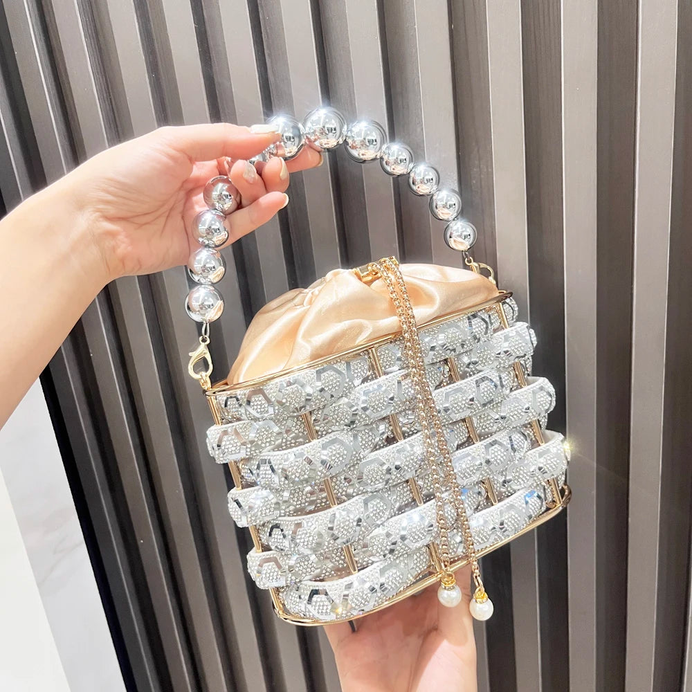 Rhinestone Basket Clutch