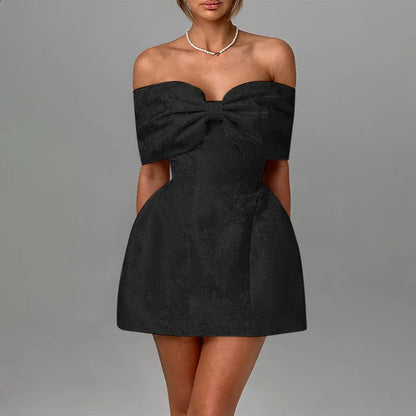 Jacquard Bow A-line Dress