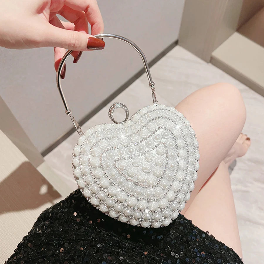 Pearl Rhinestone Clutch Purse