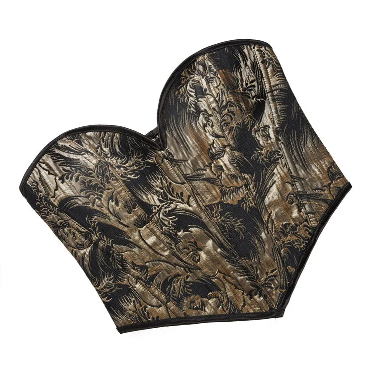 Gold Floral Overbust Heart Corsets