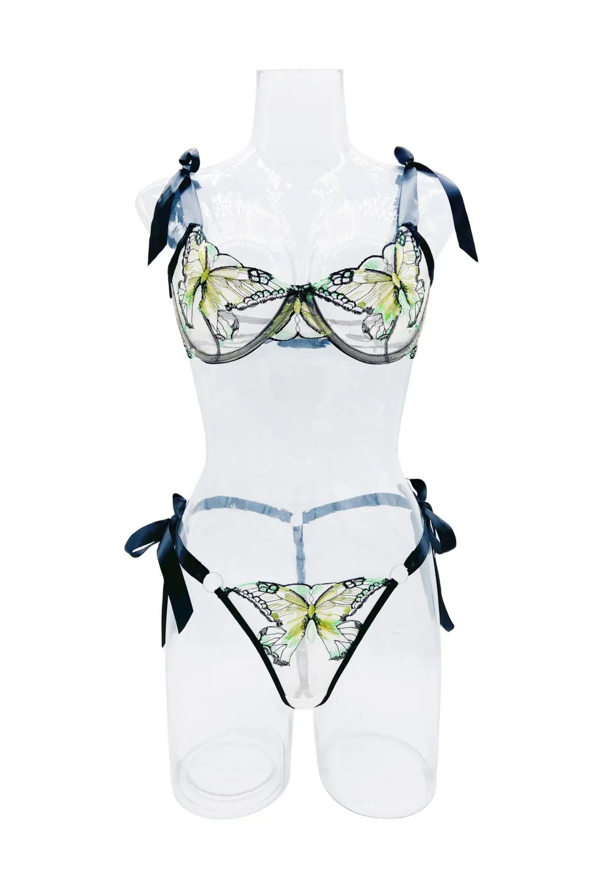 Delicate Butterfly Embroidery Lingerie Set