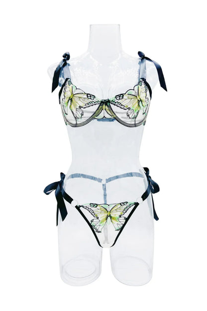 Delicate Butterfly Embroidery Lingerie Set