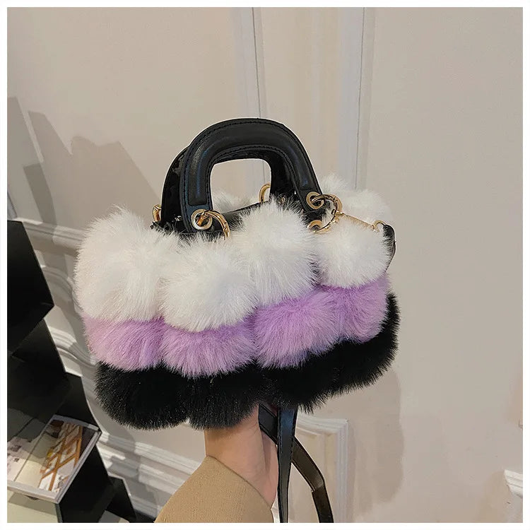 Faux Fur Pom Pom Purse