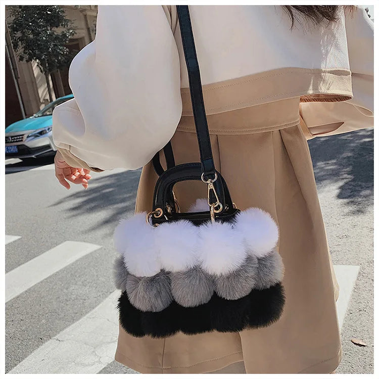 Faux Fur Pom Pom Purse