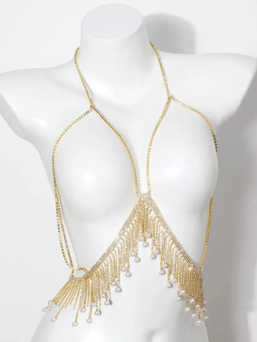 Rhinestone Fringe Body Chain