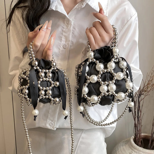 Pearl Shibari Beaded Handbag