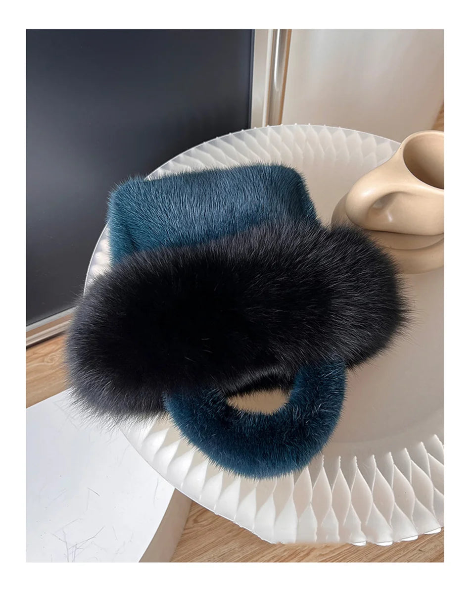 Real Mink Fur Handbag