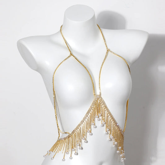 Rhinestone Fringe Body Chain