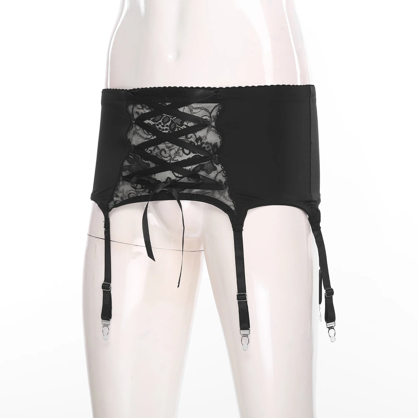 Floral Lace Front Lace-up Garter Belt