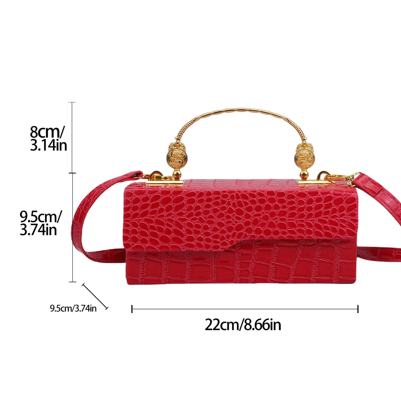 Faux Crocodile Box Handbag