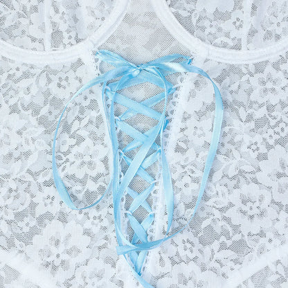 Baby Blue Lace Bodysuit Teddy