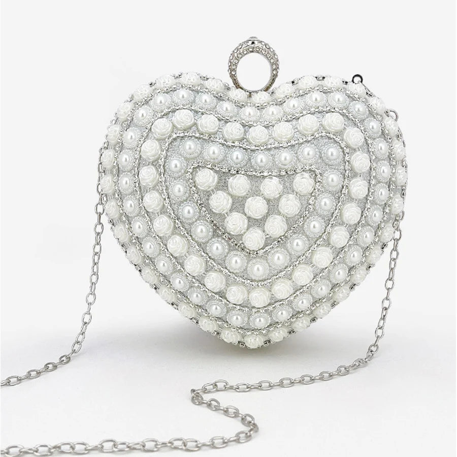 Pearl Rhinestone Clutch Purse