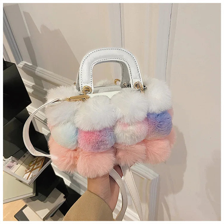 Faux Fur Pom Pom Purse