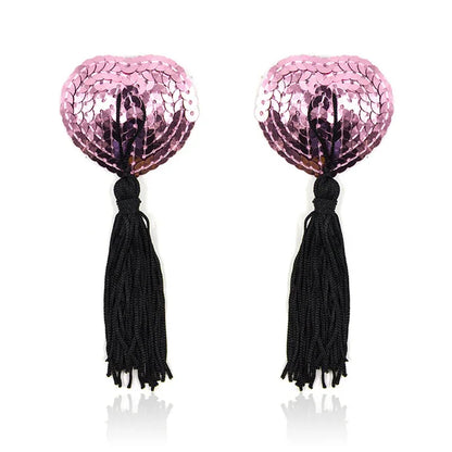 Sequin Tassels Heart Shape Nipple Stickers Pasties