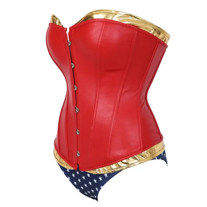 Wonder Woman Faux Leather Corset Costume