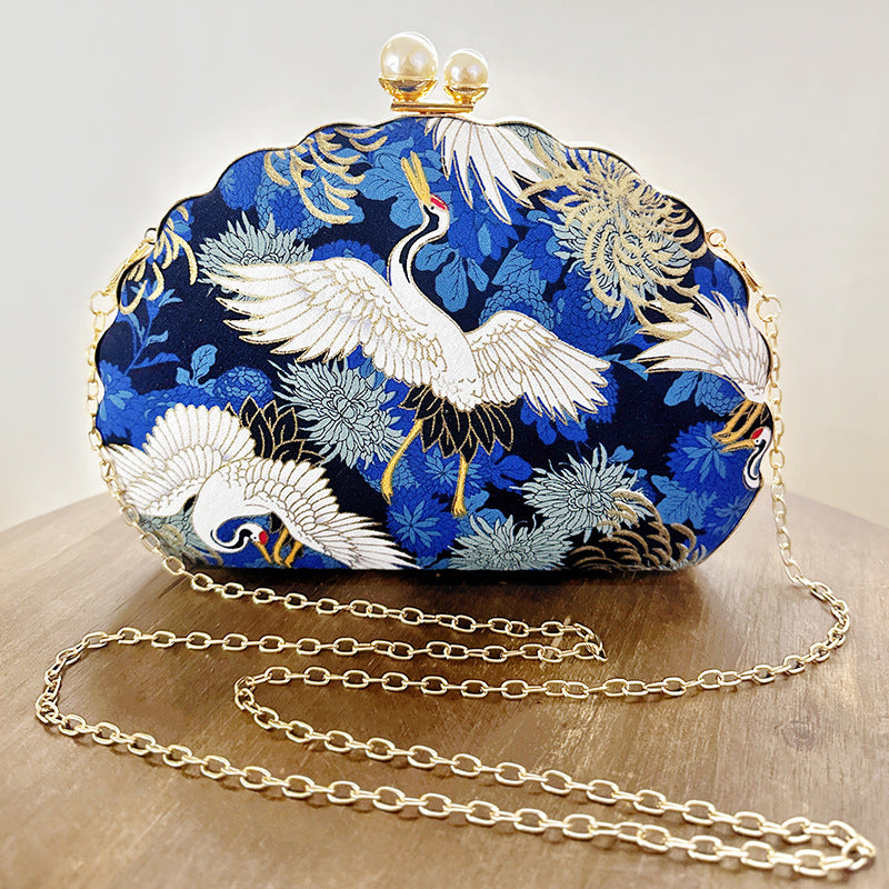 Stork Embroidery Clutch