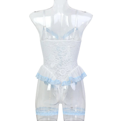 Baby Blue Lace Bodysuit Teddy
