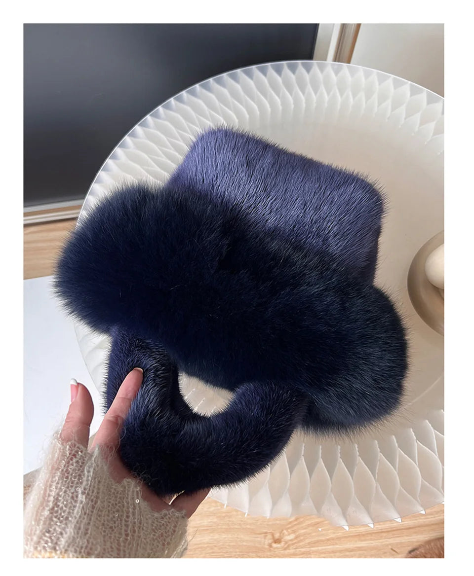 Real Mink Fur Handbag