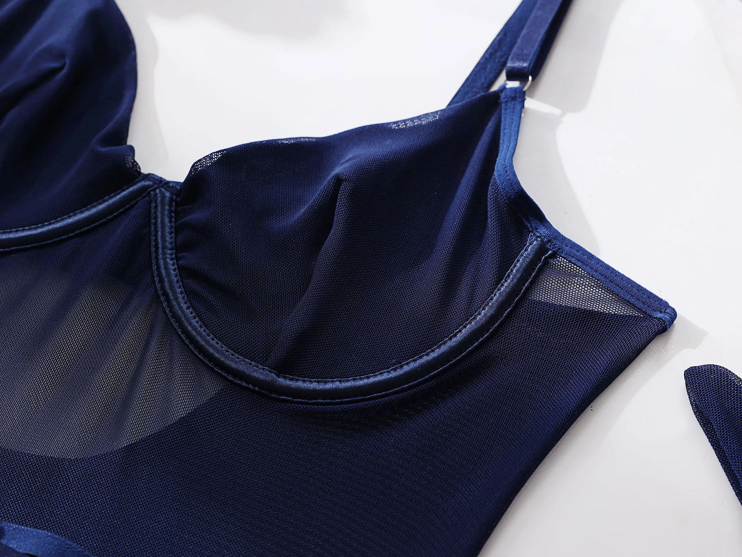 Sheer Mesh Bodysuit With Gloves  Set