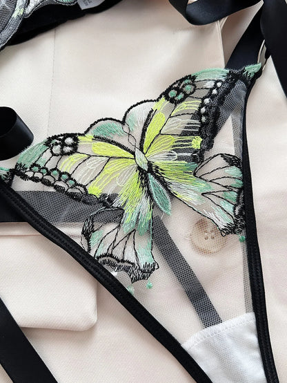 Delicate Butterfly Embroidery Lingerie Set